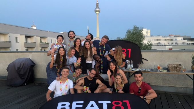 Beat81 team photo with TV tower in background