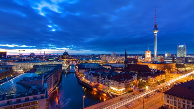 Berlin city Skyline in the evening