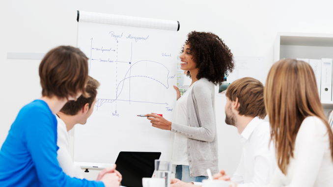 African American woman giving a presentation